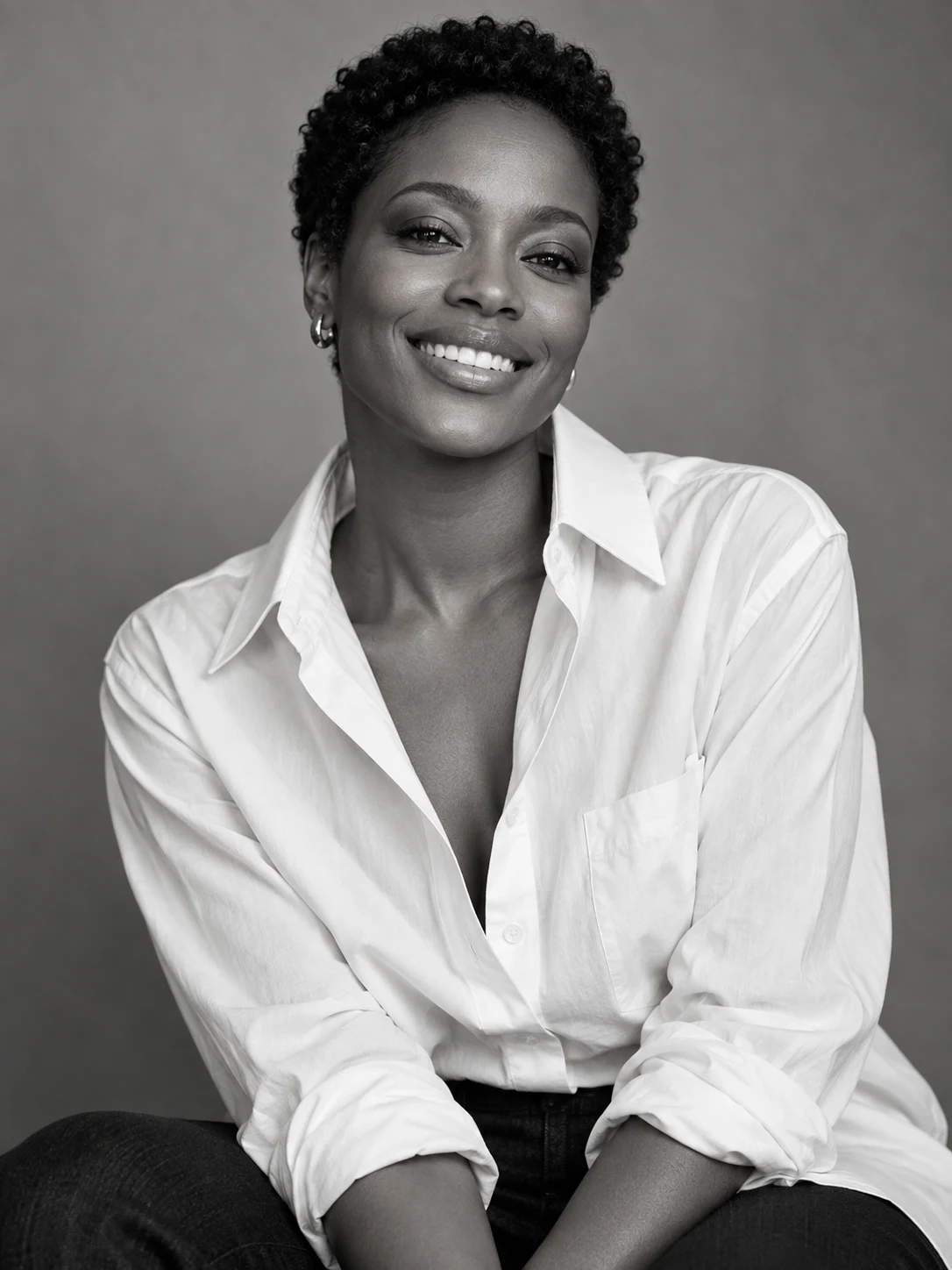 Black and white portrait inspiration with a natural smile